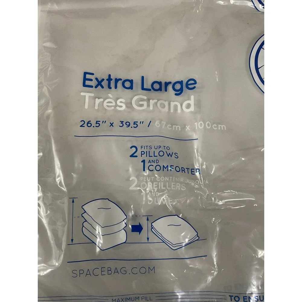 8 Ziploc SPACE BAG Vacuum Sealed Clothing Storage Bags 4 Large 1 XL 3 Suitcase